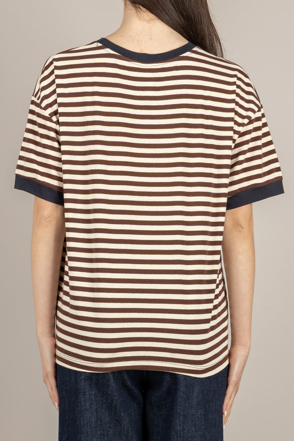 TENSIONE IN - 26M4121 - MAGLIA M/N RIGHE PANNA/MORO/BLU