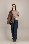 TENSIONE IN - 26M4121 - MAGLIA M/N RIGHE ROSA/MORO/MORO