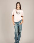 TENSIONE IN - 26M4561 - T-SHIRT RIGATA N°5 PANNA/ROSA/MORO
