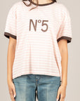 TENSIONE IN - 26M4561 - T-SHIRT RIGATA N°5 PANNA/ROSA/MORO