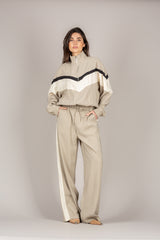 TENSIONE IN - 26M4582 - FELPA SETA LAVATA MEZZO COLLO DESERTO/PANNA/NERO