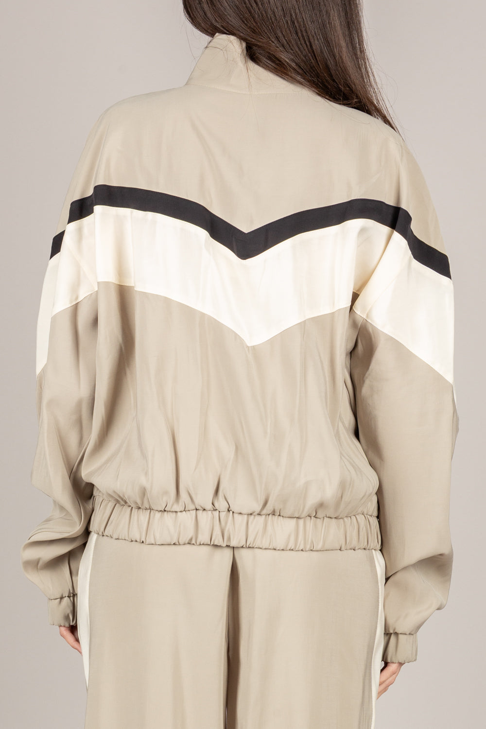 TENSIONE IN - 26M4582 - FELPA SETA LAVATA MEZZO COLLO DESERTO/PANNA/NERO