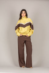 TENSIONE IN - 26M4582 - FELPA SETA LAVATA MEZZO COLLO GIALLO/MORO/GESSO