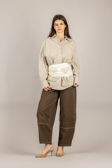 TENSIONE IN - 26P4163 - PANTALONE BALLOON TASCHE ECOPELLE MORO