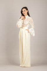 TENSIONE IN - 26P4364 - PANTALONE PALAZZO CON PINCES BURRO