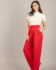 TENSIONE IN - 26P4364 - PANTALONE PALAZZO CON PINCES ROSSO