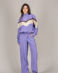 TENSIONE IN - 26P4584 - PANTALONE SETA LAVATA CON BANDA LATERALE VIOLA/MORO