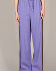 TENSIONE IN - 26P4584 - PANTALONE SETA LAVATA CON BANDA LATERALE VIOLA/MORO