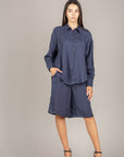 TENSIONE IN - 26P4728 - BERMUDA IN MISTO CUPRO BLU