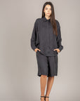 TENSIONE IN - 26P4728 - BERMUDA IN MISTO CUPRO NERO