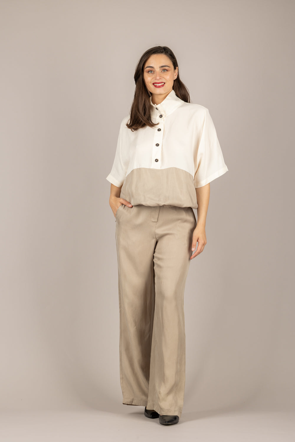 TENSIONE IN - 26P4808 - PANTALONE GAMBA DRITTA IN CUPRO BEIGE