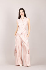 TENSIONE IN - 26P3728 - PANTALONE CARGO GOFFRATO ROSA