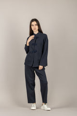 TENSIONE IN - 26P4005 - PANTALONE CARROT PUNTO MILANO BLU