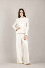 TENSIONE IN - 26P4040 - PANTALONE PALAZZO CON ELASTICO PANNA