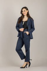 TENSIONE IN - 26P4074 - PANTALONE BLU GESSATO A SIGARETTA