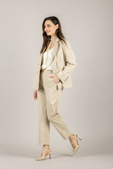 TENSIONE IN - 26P4074 - PANTALONE MASTICE GESSATO A SIGARETTA