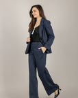 TENSIONE IN - 26P4075 - PANTALONE PALAZZO GESSATO BLU
