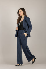 TENSIONE IN - 26P4075 - PANTALONE PALAZZO GESSATO BLU