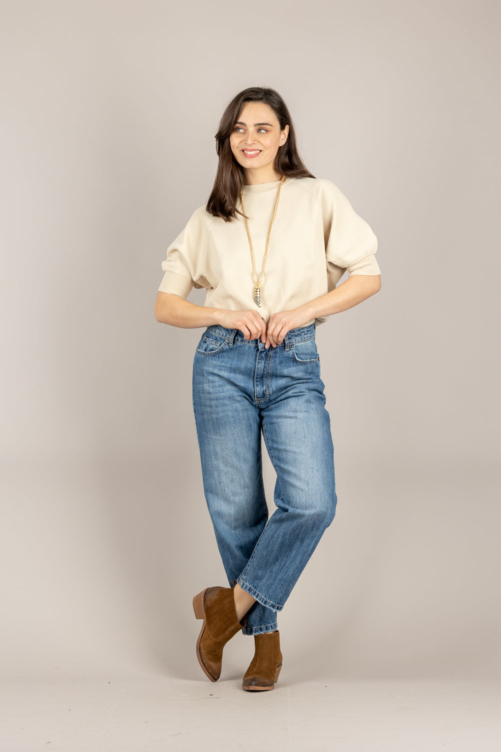 VICOLO - 2AB2028 - MAGLIA GESSO