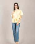 VICOLO - 2AB2024 - MAGLIA MEZZA MANICA CON COULISSE GIALLINO