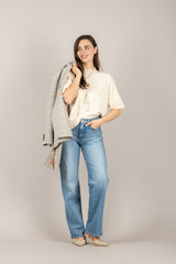 VICOLO - 2AB2085 - MAGLIA GIROCOLLO MEZZA MANICA BEIGE