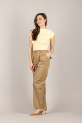 VICOLO - 2AB2094 - MAGLIA SCOLLO A BARCA GIALLINO