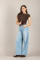 VICOLO - 2AB2094 - MAGLIA SCOLLO A BARCA MORO