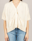 VICOLO - 2AB2113 - CARDIGAN MEZZA MANICA DOPPIO TESSUTO PANNA