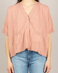 VICOLO - 2AB2113 - CARDIGAN MEZZA MANICA DOPPIO TESSUTO ROSA
