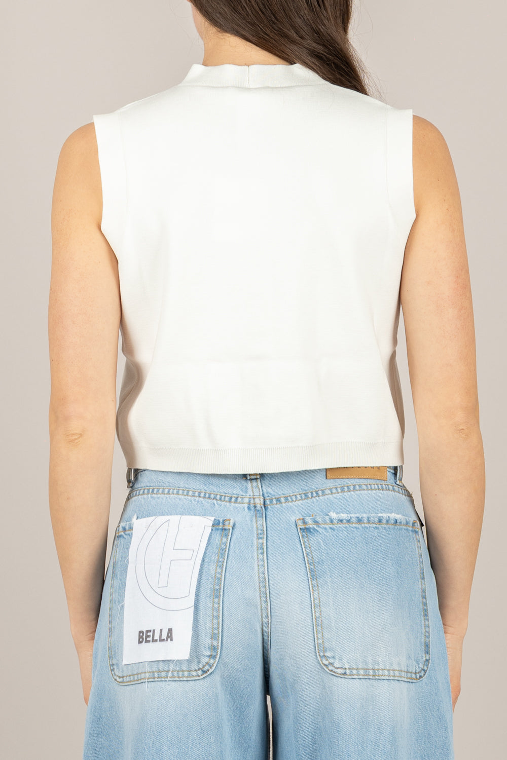 VICOLO - 2AB2118 - CARDIGAN CROP CON TASHINI NATURALE