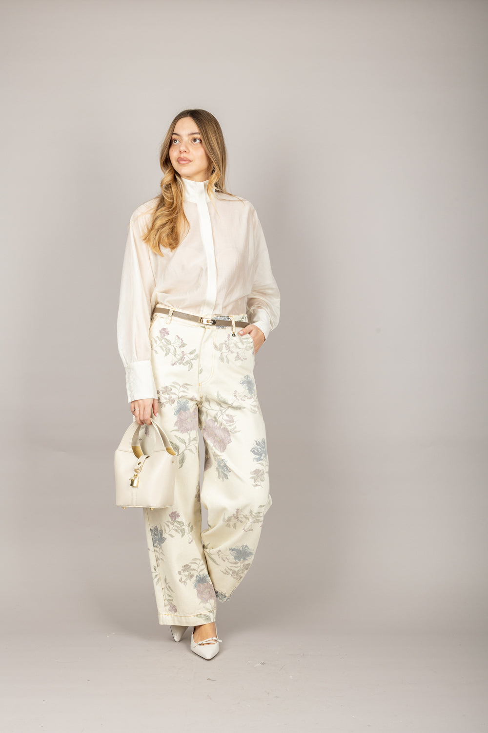 DIXIE - P014W101 - PANTALONE CON STAMPA FIORI