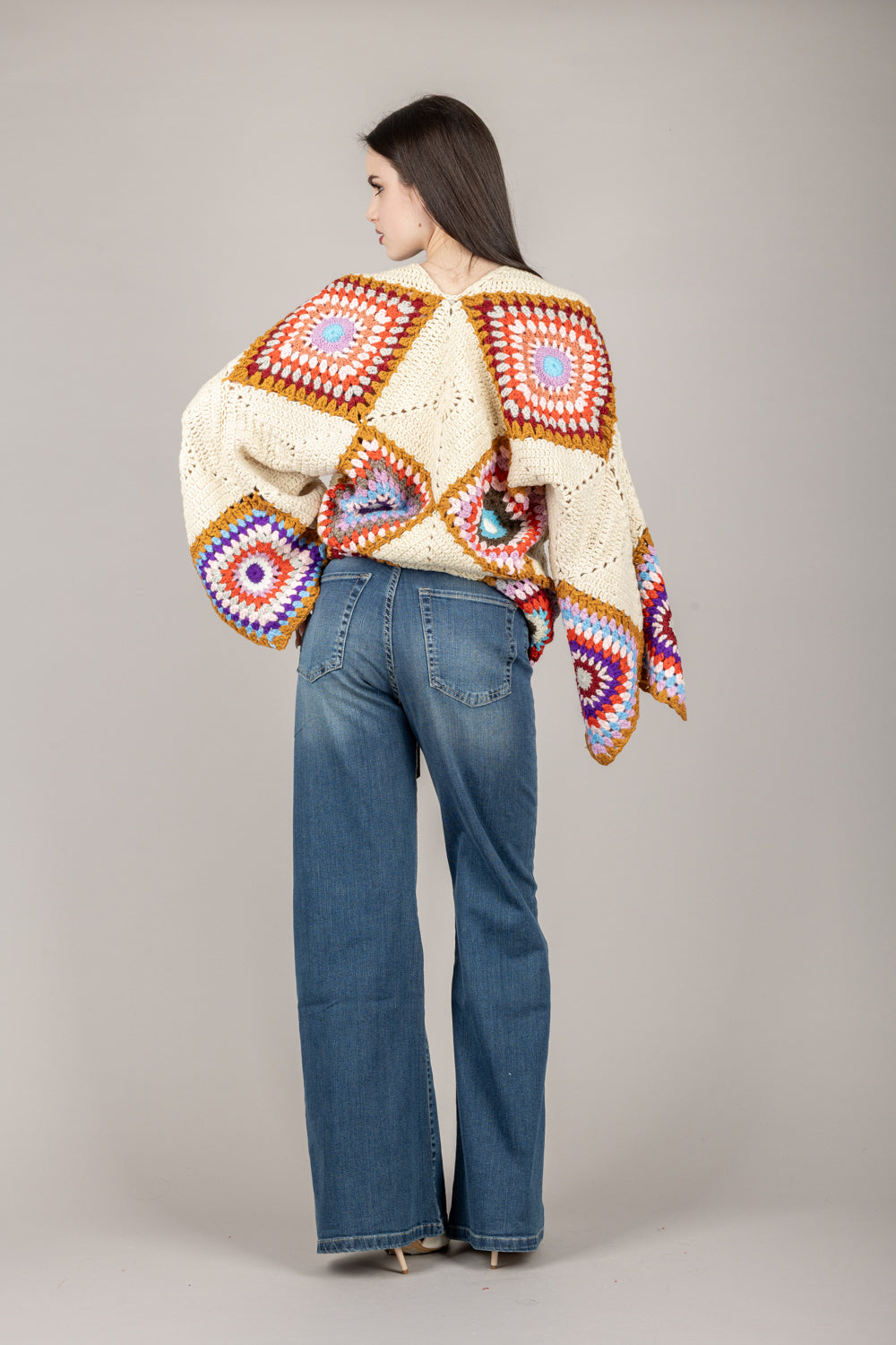 EMUNA - CARDIGAN APERTO CROCHET ROMBI