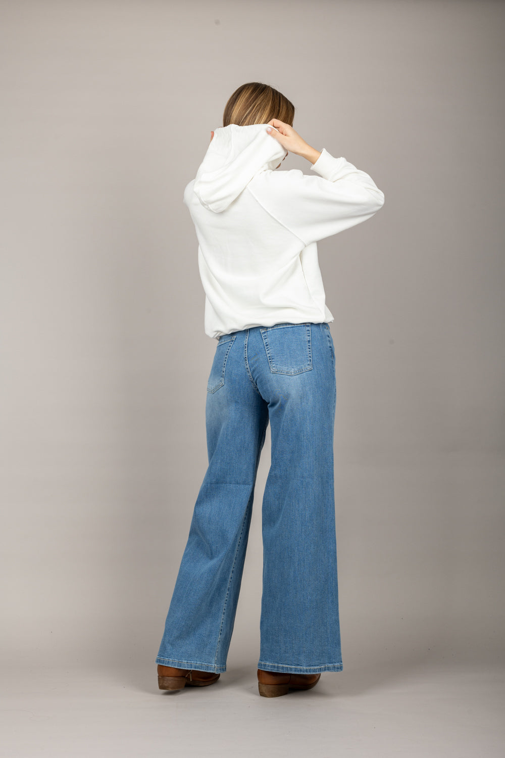 TENSIONE IN - OSLO-SKY - JEANS A PALAZZO WIDE LEG