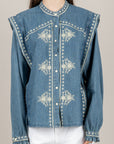 TENSIONE IN - 38350 - CAMICIA IN DENIM RICAMATA