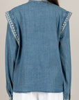 TENSIONE IN - 38350 - CAMICIA IN DENIM RICAMATA