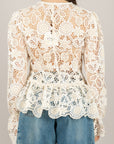 TENSIONE IN - 38636 - CAMICIA RICAMATA PIZZO CON ROUCHES