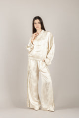 TENSIONE IN - 38712 - PANTALONE CON BANDE LATERALI CREMA