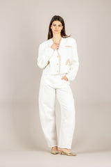 TENSIONE IN - 38804 - GIACCA CROP IN BOUCLE' BIANCO/CORDA