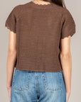 VICOLO - 3AB3022 - MAGLIA CROCHET CHIUSURA DUE BOTTONI  FONDENTE