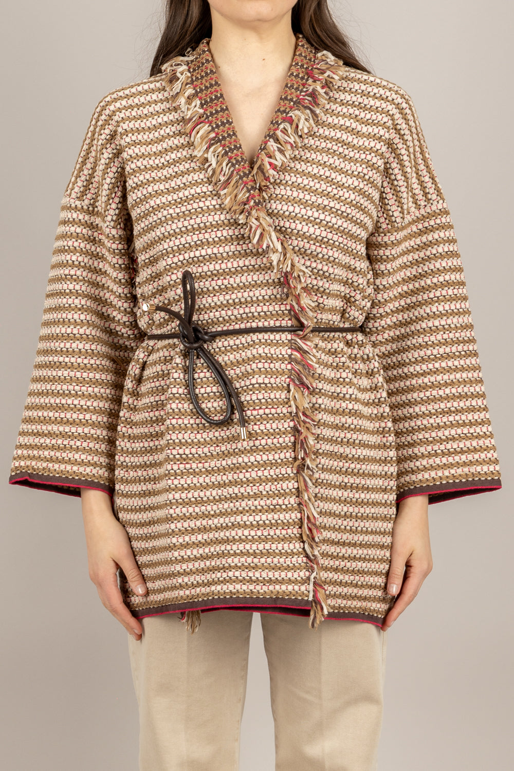 KONTATTO - 3M1581C - GIACCA FUXIA/MORO/BEIGE/CORDA