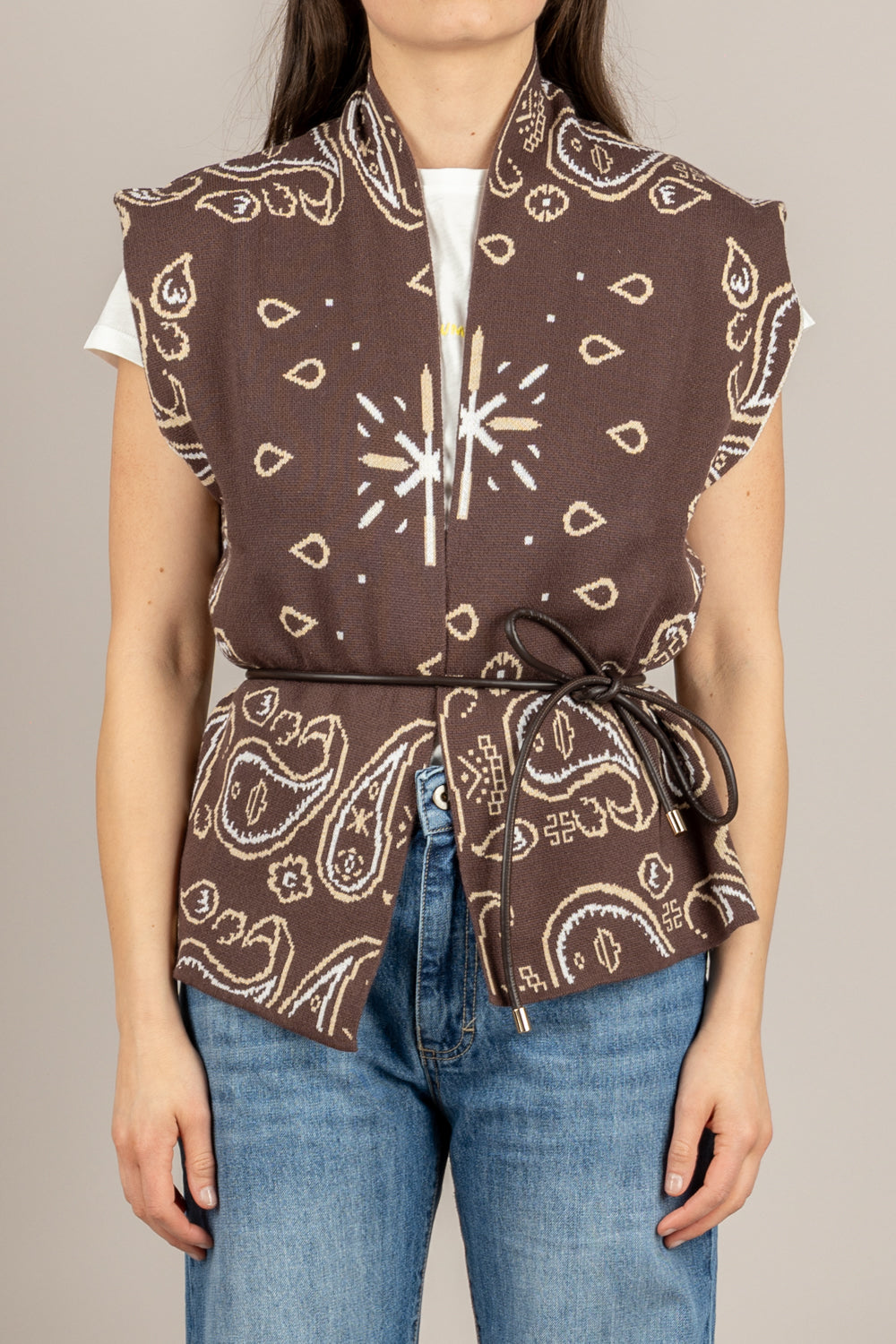 KONTATTO - 3M1588C - GILET MORO/BEIGE/PANNA