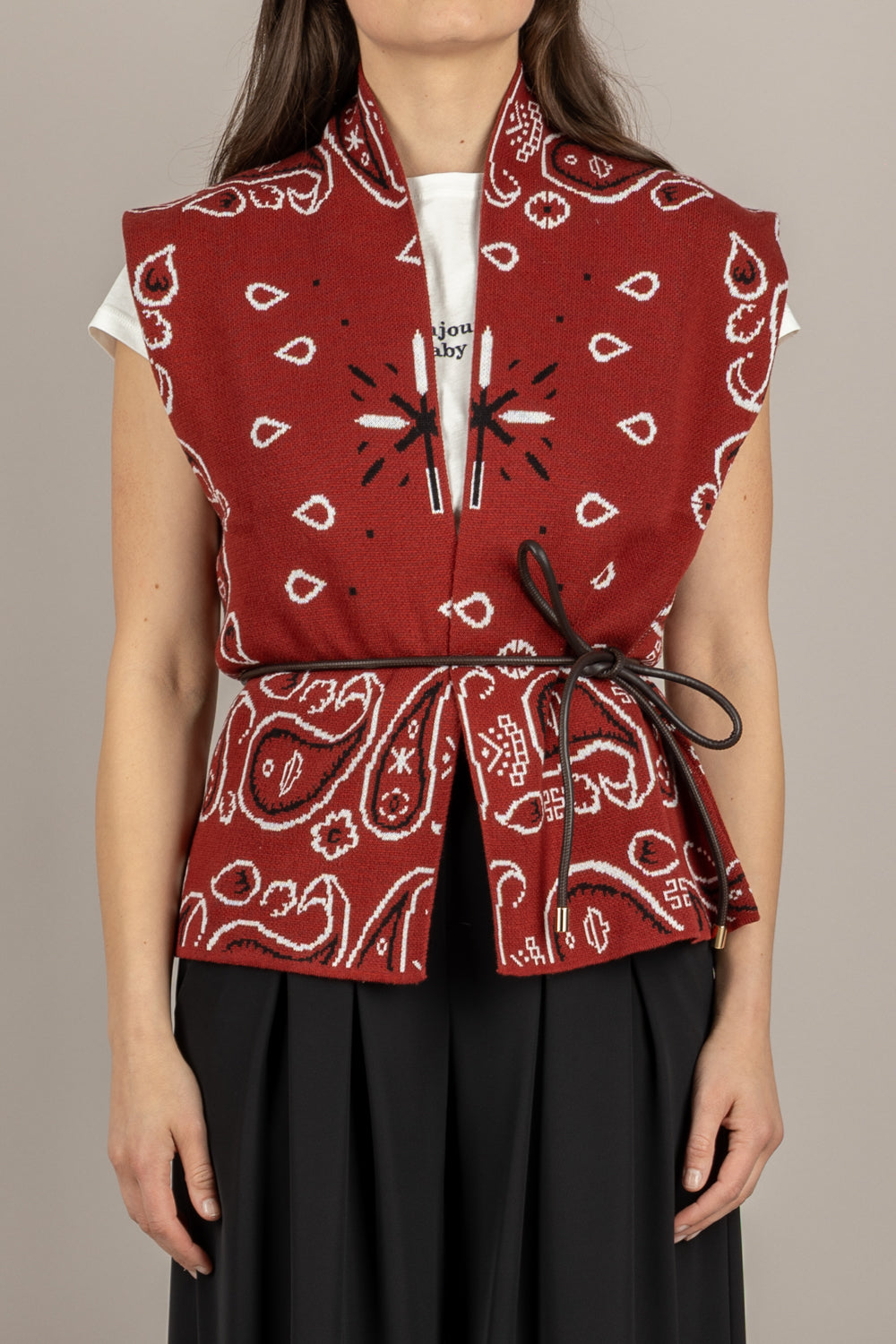 KONTATTO - 3M1588C - GILET SANGRIA/PANNA/NERO