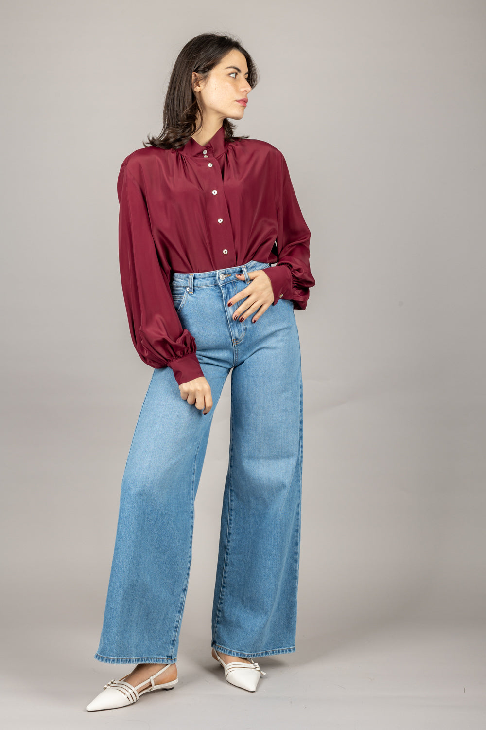 EMUNA - CM13-0065- CAMICIA MANICA PALLONCINO MISTO SETA