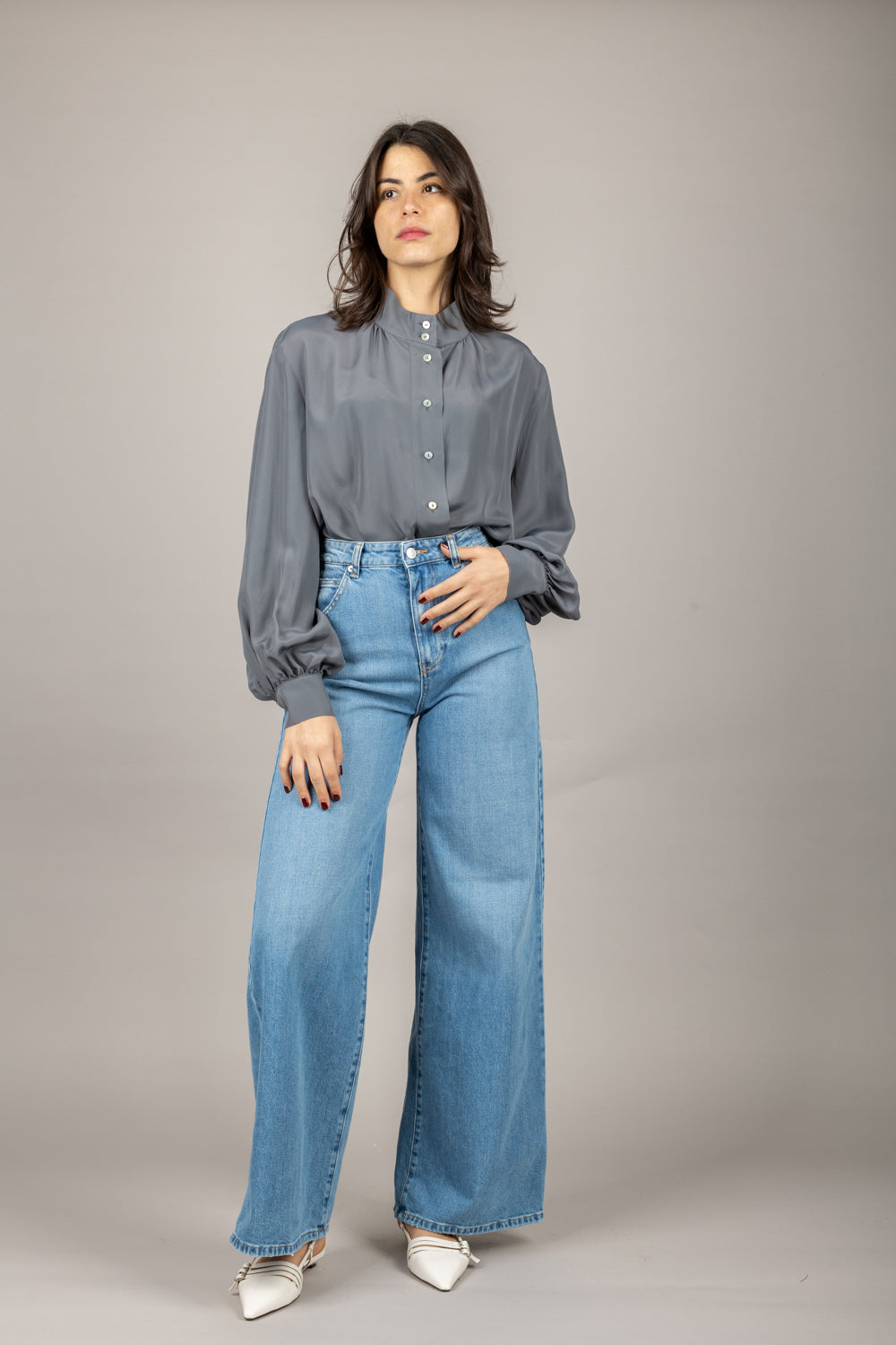 EMUNA - CM13-0065- CAMICIA MANICA PALLONCINO MISTO SETA