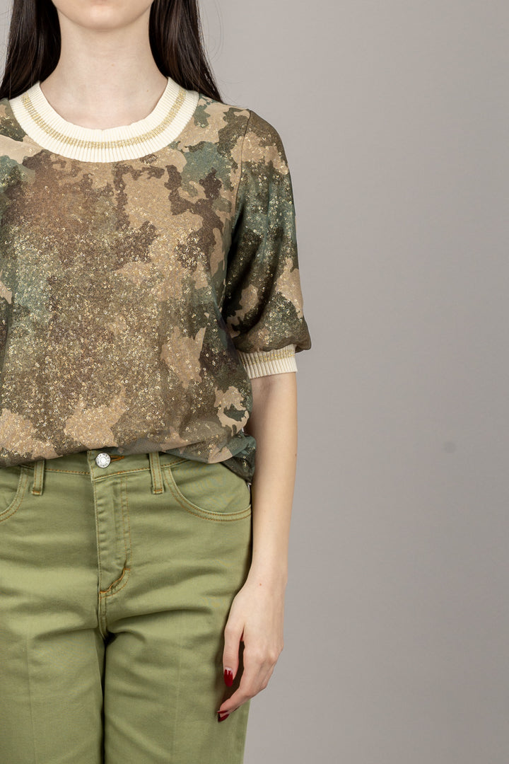 VICOLO - TD0804 - MAGLIA camouflage CON MICROPAILLETTES