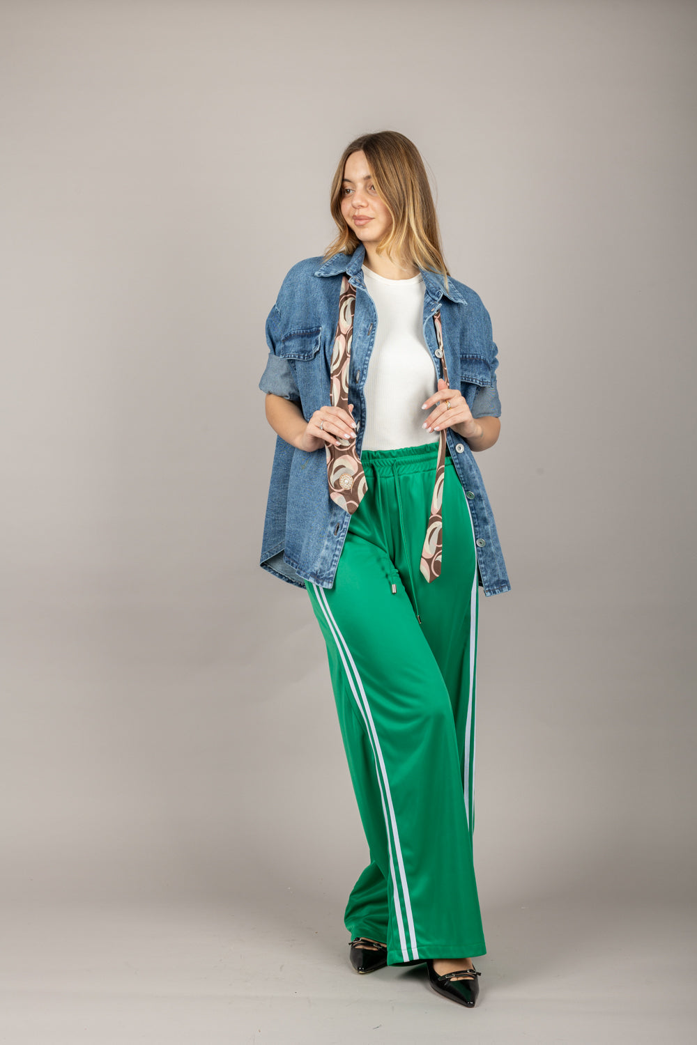 VICOLO - TD1028 - PANTALONE CON BANDA LATERALE E ELASTICO IN VITA