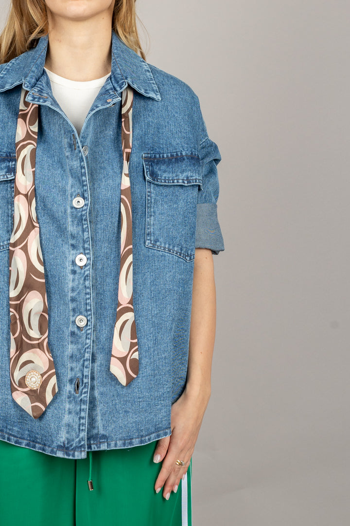 DIXIE - C958W074 - CAMICIA IN DENIM CON FOULARD