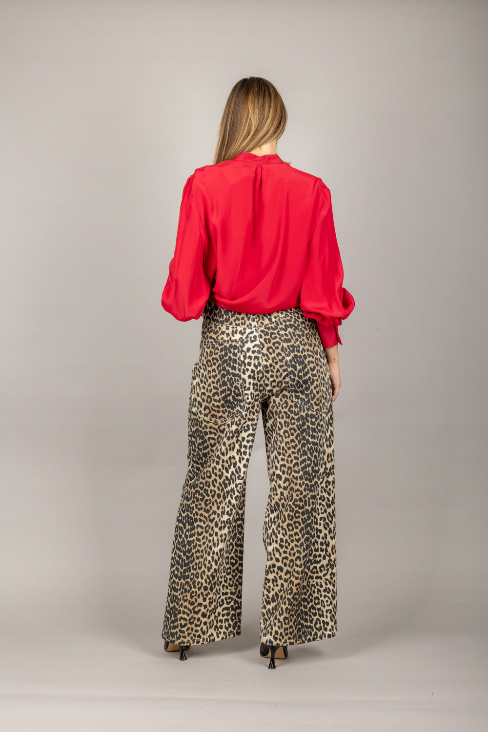 TENSIONE IN - GIUSY-TI2626- PANTALONE ANIMALIER PALAZZO