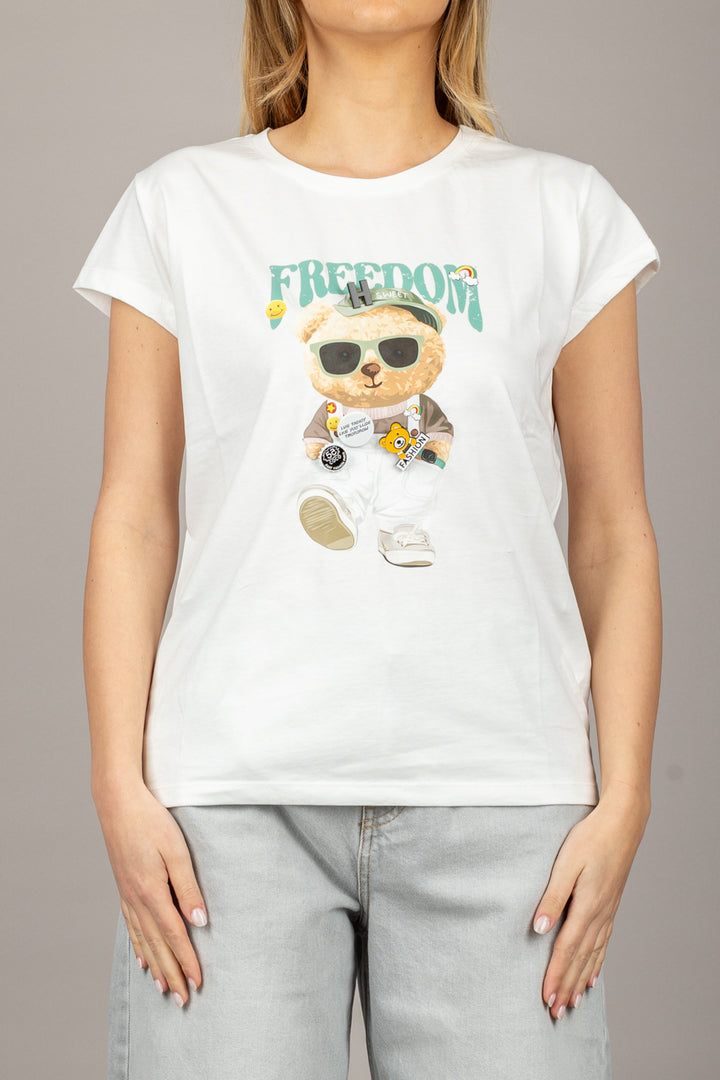 VICOLO - RD0366 - T-SHIRT SCRITTA FREEDOM