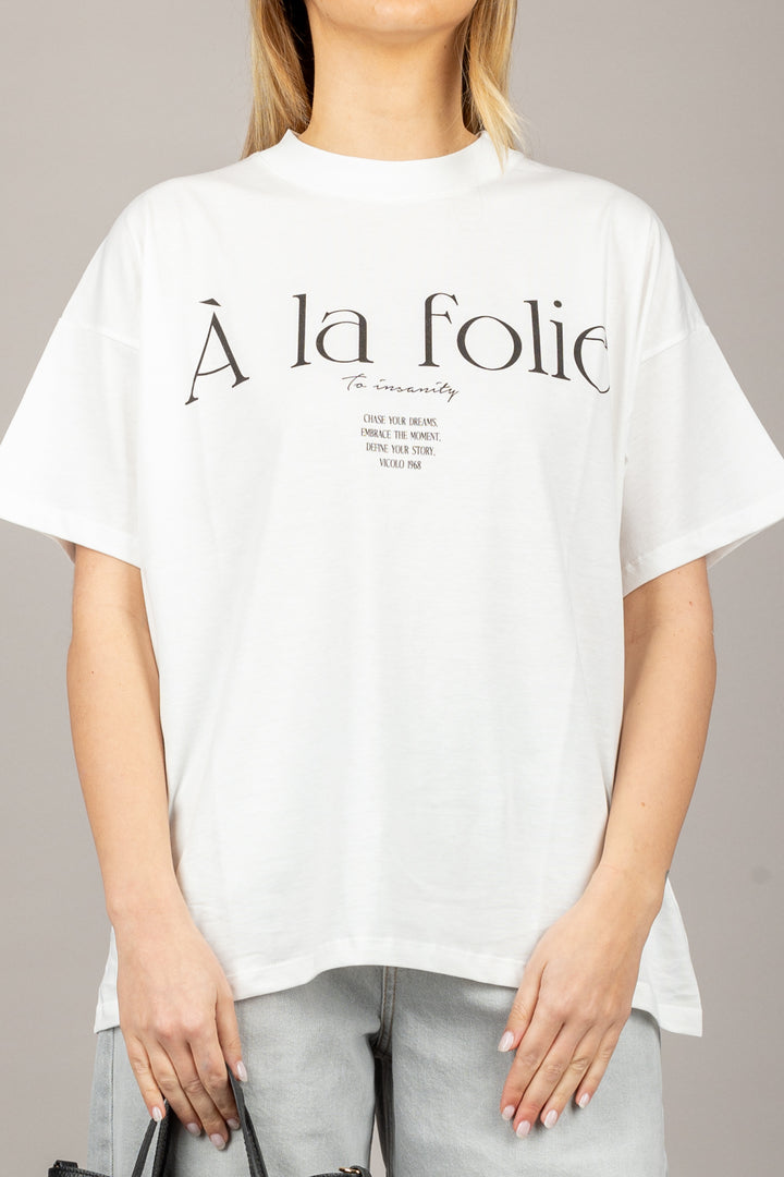 VICOLO - RD0299 - T-SHIRT SCRITTA A LA FOLIE